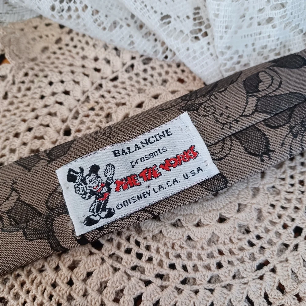 VINTAGE DISNEY KIDS' CLIP-ON TIE BALANCINE THE TIE WORKS GOOFY OLIVE GRAY/BLACK